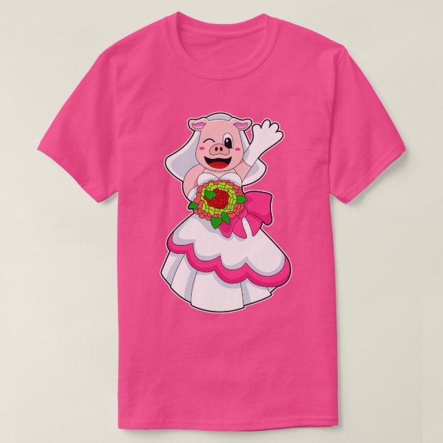Schweinefleisch mit Hochzeitskleid Bündel von Blum T-Shirt (Design vorne)