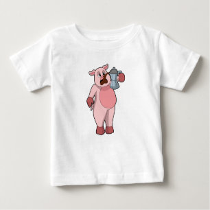 Schweinefleisch mit Kaffeekanne Baby T-shirt