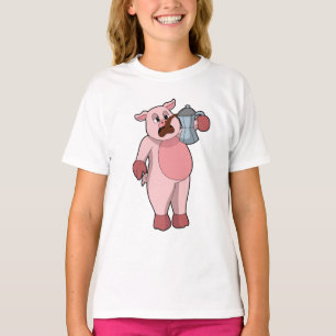 Schweinefleisch mit Kaffeekanne T-Shirt