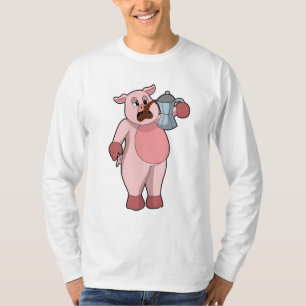 Schweinefleisch mit Kaffeekanne T-Shirt