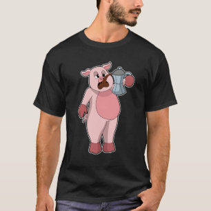 Schweinefleisch mit Kaffeekanne T-Shirt