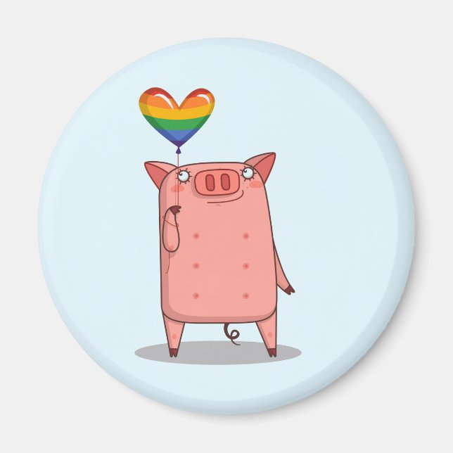 Schweinefleisch mit Regenbogenballon Magnet (Vorne)