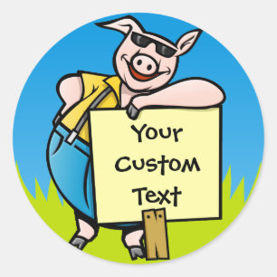 Schweinefleisch mit Schild Runder Aufkleber