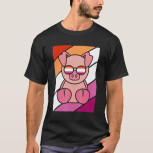 Schweinefleisch mit stolzer Lesben-Flagge LGBTQ st T-Shirt