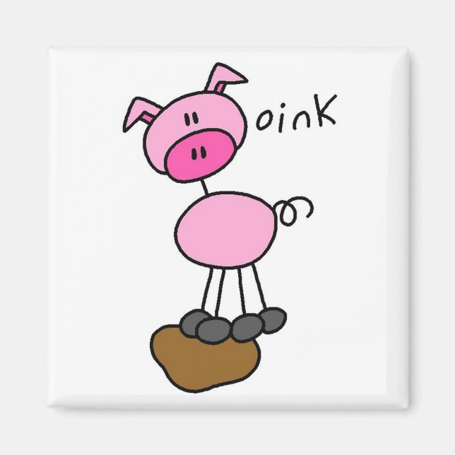 Schweinefleisch sagt Rosa T - Shirt und Geschenke Magnet (Vorne)
