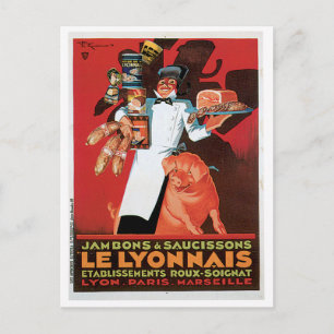 Schweinefleisch Schinken Le Lyonnais Vintage Leben Postkarte
