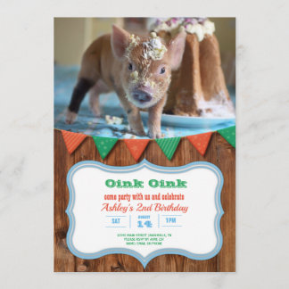 Schweinefleisch und Kuchen Einladung zum Geburtsta