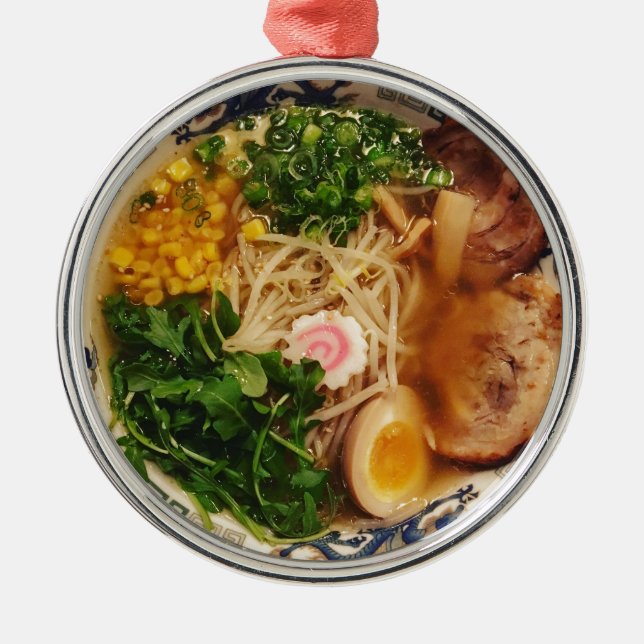 Schweinefleischramen-Nudeln Ornament Aus Metall (Vorne)