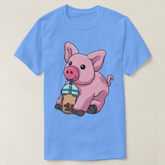 Schweinefleischtee Niedliche Tiere mit Boba Tee (Design vorne)