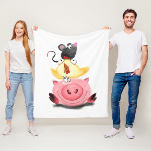 Schweinehähnchen und Maus Freunde Funny Fleece Bla