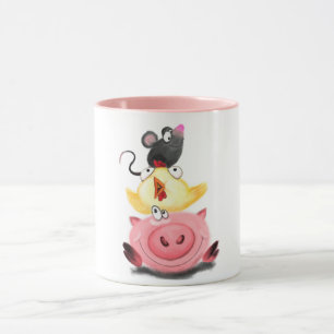 Schweinehähnchen und Maus Freunde Funny Mug Tasse