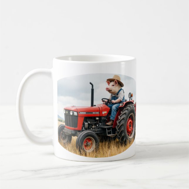 Schweinehund auf einer Traktortasse Kaffeetasse (Links)