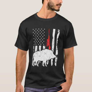 Schweinejagd US-Flagge Patriotische Amerikanische T-Shirt