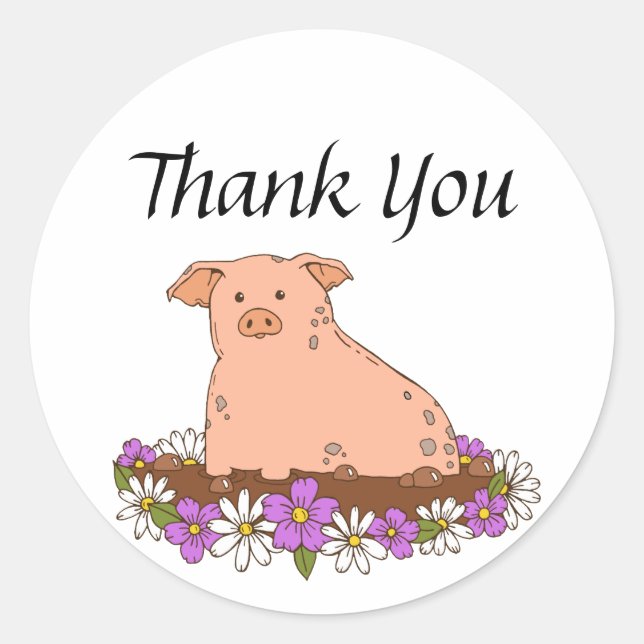 Schweinekleber oder Etikett Runder Aufkleber (Vorderseite)