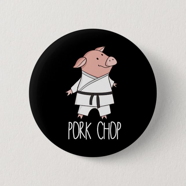 Schweinekotelett - Lustiger Schwein Tier Pun Karat Button (Vorderseite)