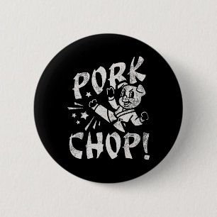 Schweinekotelett Sarkastisches Karate-Schwein  Button