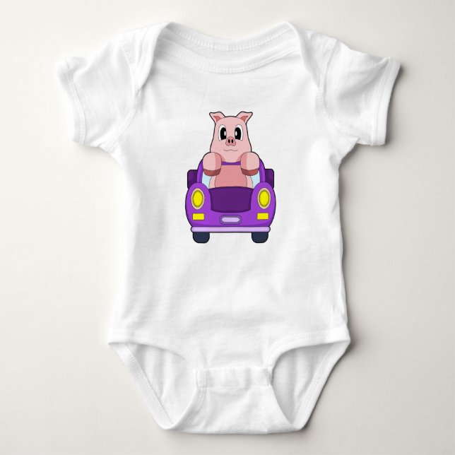 Schweinekraftwagen Baby Strampler (Vorderseite)
