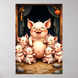Schweinekunst – Mutter & Ferkel Poster