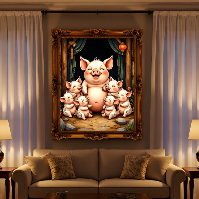 Schweinekunst – Mutter & Ferkel Poster (Von Creator hochgeladen)