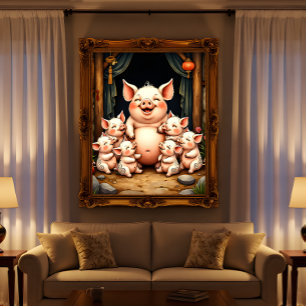 Schweinekunst – Mutter & Ferkel Poster