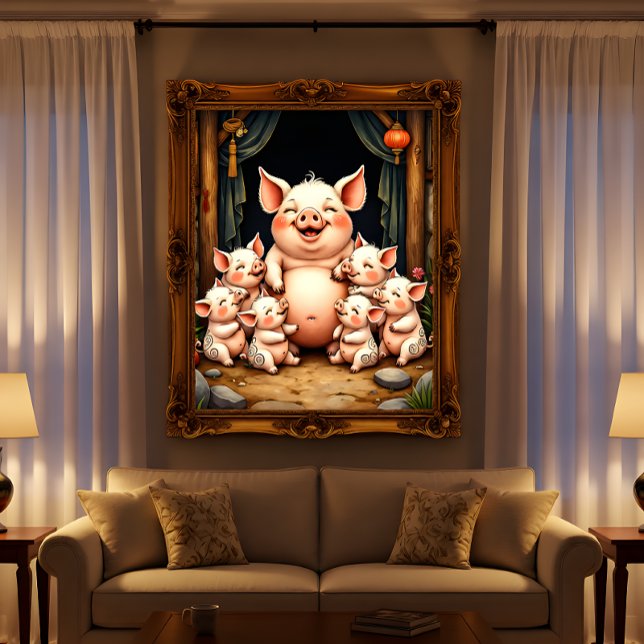 Schweinekunst – Mutter & Ferkel Poster (Von Creator hochgeladen)
