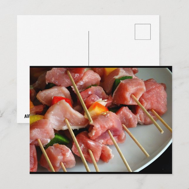 Schweinepfeffer-Spieße Postkarte (Vorne/Hinten)
