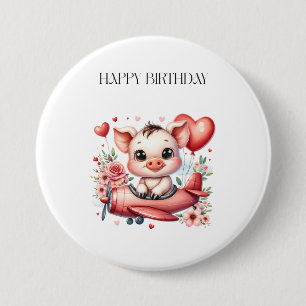 Schweinepilot Geburtstag Button