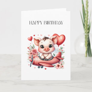 Schweinepilot Geburtstag Karte