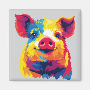 Schweineporträt-Illustration Aquarellmalerei Magnet