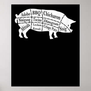Schweineteile Essen BBQ Pinoy Adobo Liebhaber Gesc Poster