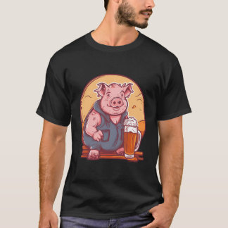Schweinetrinks Bier Design Schweinefleisch Bauer T-Shirt
