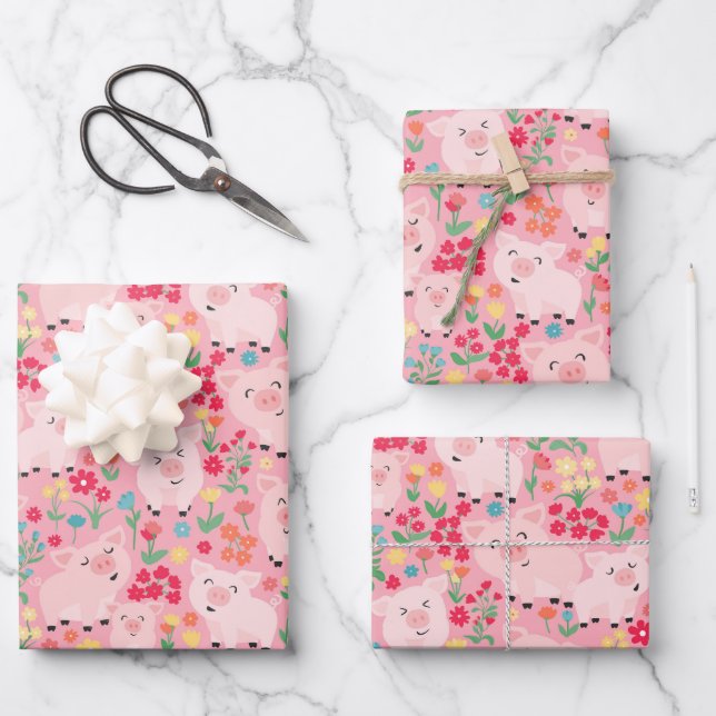 Schweinezucht Rustikale Geburtstagspartei Geschenkpapier Set (Vorderseite)