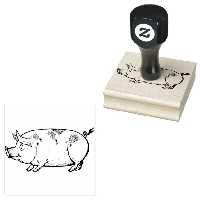Schweinezüchter Vintage Einschleppung Gummistempel (Stempel)
