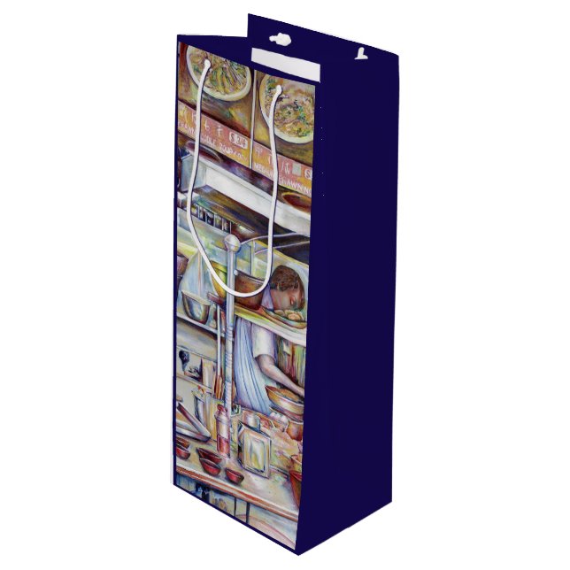 Schweinschwanzsuppe, Singapur Geschenktüte Für Weinflaschen (Vorderseite Schrägansicht)