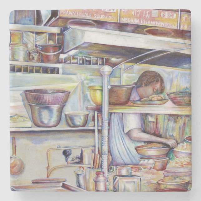 Schweinschwanzsuppe, Singapur Steinuntersetzer (Vorderseite)