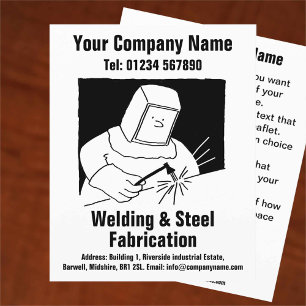 Schweiß- und Fertigungs-Cartoon-Design Flyer