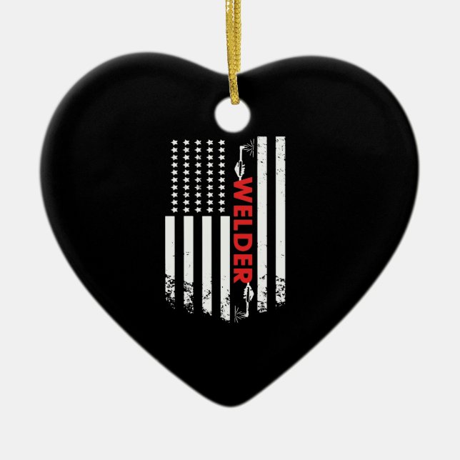 Schweißen - Amerikanische Schweissflagge Keramik Ornament (Vorne)