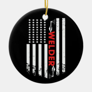 Schweißen - Amerikanische Schweissflagge Keramik Ornament