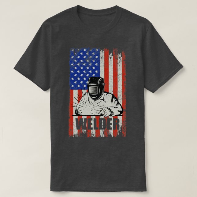 Schweißen der amerikanischen Flagge1 T-Shirt (Design vorne)