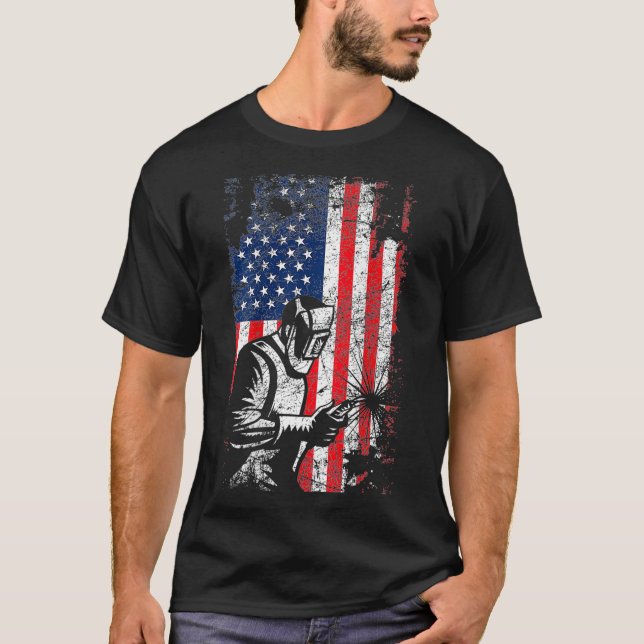 Schweißen des Tagesdesigns der amerikanischen Flag T-Shirt (Vorderseite)