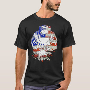 Schweißen Vintager amerikanischer Flaggenschweider T-Shirt