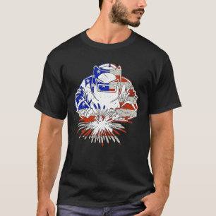 Schweißen Vintager amerikanischer Flaggenschweider T-Shirt
