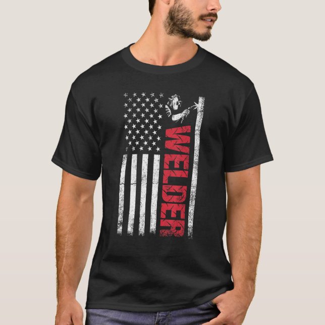 Schweißen von Stolz hart arbeitendem US-Flaggensch T-Shirt (Vorderseite)