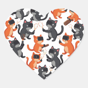 Schweißende Katzenheftaufkleber - Adorable Schweiß Herz-Aufkleber