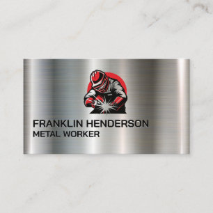 Schweißer bei der Arbeit mit Metall Handwerker Visitenkarte