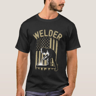 Schweißer mit amerikanischer Flagge Lustiges Schwe T-Shirt