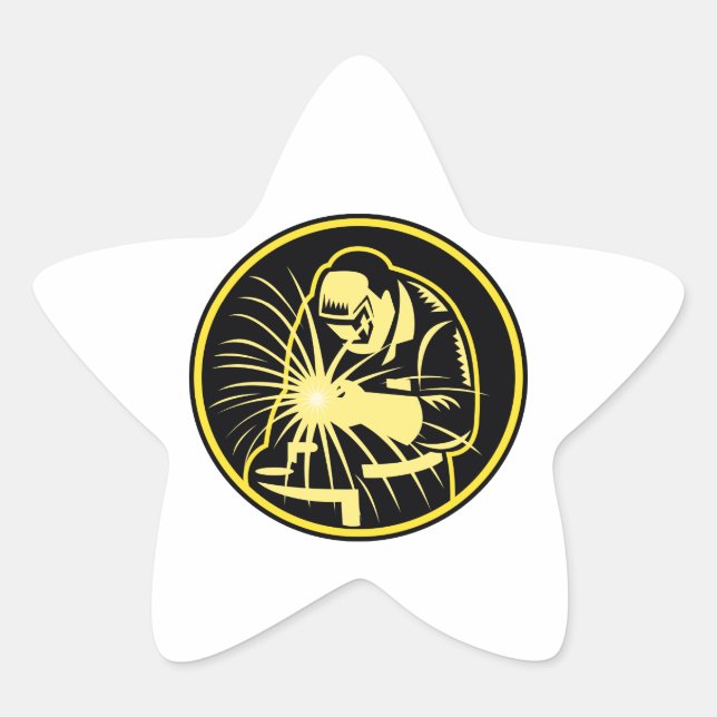 Schweisser mit schweißender Torchsichterhalterung Stern-Aufkleber (Vorderseite)