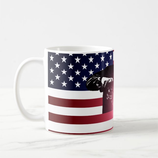 Schweißer u. amerikanische Flagge Kaffeetasse (Links)