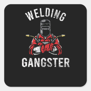 Schweißer Vintage Schweißen Quadratischer Aufkleber