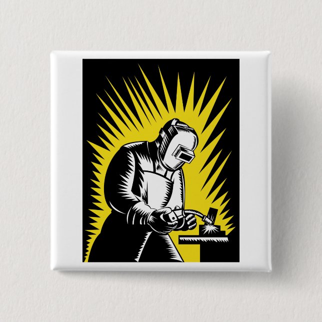 Schweißerarbeitskraftschweißen Button (Vorderseite)